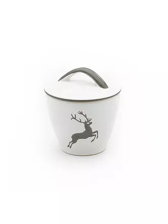 GMUNDNER KERAMIK | Zuckerdose Gourmet "Rubinroter Hirsch" 9cm | grau